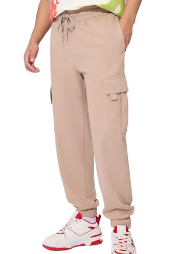 Image of The Souled Store Solids: Men and Boys Drawstringed Cotton Blend Slim Fit Cargo Everday Wear Casual Sporty Joggers