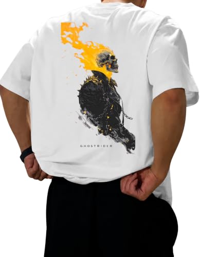 Image of Men's Printed Oversized T-Shirt | Baggy Fit Drop Shoulder Half Sleeve Round Neck | Premium Cotton Blend Graphic Printed Casual Streetwear T-Shirt for Men
