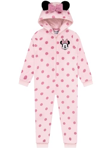 Disney Pijama Mono Minnie Mouse, Pijamas Niños Rosa, Pijamas Polares Minnie Mouse con Orejas 3D, Pijama Niña Capucha, Rosa 18-24 Meses
