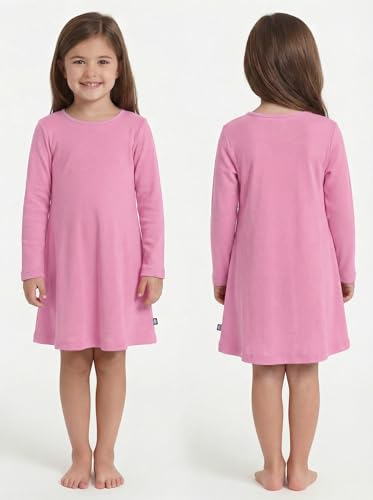 Image of City Threads Girls' 100% Cotton Long Sleeve Dress - Active Kids School, Playing, Parties - Made in USA