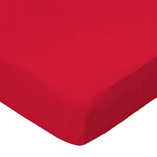 SheetWorld Fitted 100% Cotton Jersey Portable Mini Crib Sheet 24 x 38, Solid Red, Made in USA