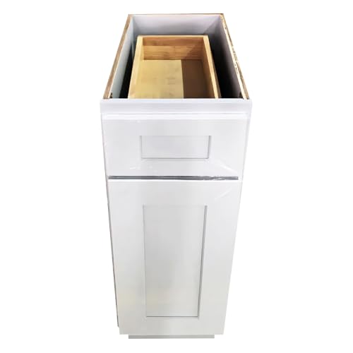 Lieeres Kitchen Base Cabinets, Frame White Shaker Kitchen Cabinet, Solid Wood Dovetail Drawer Panel, Soft Closing Heavy Duty Drawer Glides, Ready to Assemble (White, 12 Inch Width)