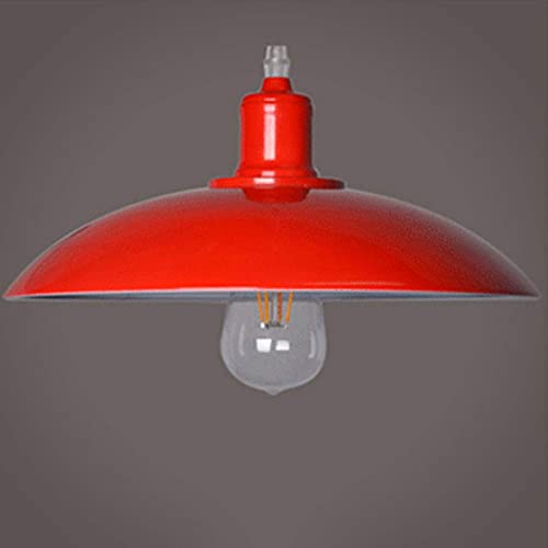 Lustre E27 Métal Suspension E27 Abat-jour Luminaire Plafonnier Rétro Vintage Simple Classique Eclairage Lumières pour Cuisine Cafe Restaurant, Rouge