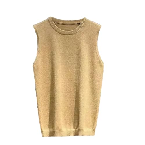 Men's Clothing Vest Crewneck Knit Sweater Waistcoat EN8 Slit Sleeveless Round Collar Korean Style Overfit V