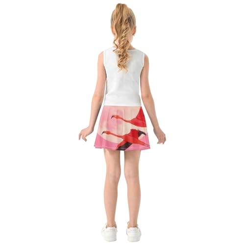 Tennis Skirts for Kids Flamingos Moon Pink Sky Moon Athletic Shorts Girls Skorts Children Flowy Skort 4t4