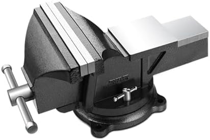 Heavy Duty 8-Inch Bench Vise with 360° Swivel Base, Multi-Function Workbench Vise for Machining, Woodworking, Cutting, Includes Mounting Bolts, Black Finish