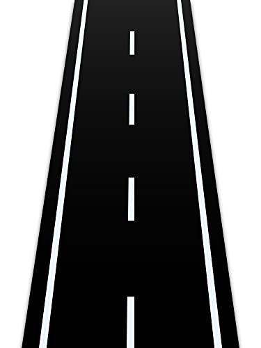 Remagr Racetrack Floor Running Black Racer Party Decoration Mat Road Table Runner Long Racetrack Tablecloth Drag for Party(Simple Style,32 ft X 2 ft)