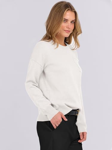 ANRABESS Oversized Sweaters for Women Casual Crewneck Knit Lightweight Chest Pocket Pullover Top 2025 Fall Travel Outfits3