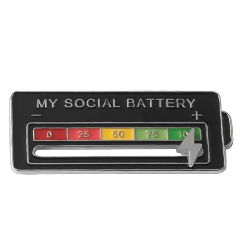 Image of Social battery pin - My Social Battery Creative Lapel Pin, Fun Enamel quantity of electricity Pin