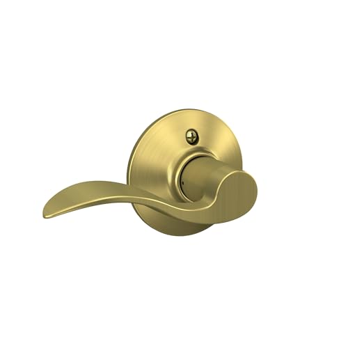 Image of Schlage F10 ACC 608 Accent Door Lever, Hall & Closet Passage Lock, Satin Brass
