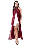 Moily Women's Full Length Cape Button Stand Collar Chiffon Cloak Shawl Off Shoulder Opera Cape...