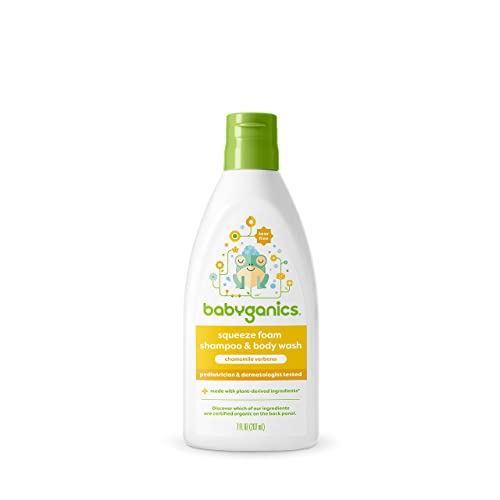 Babyganics, Squeeze & Foam, Shampoo + Body Wash, Chamomile Verbena, 7 Floz #TOP15