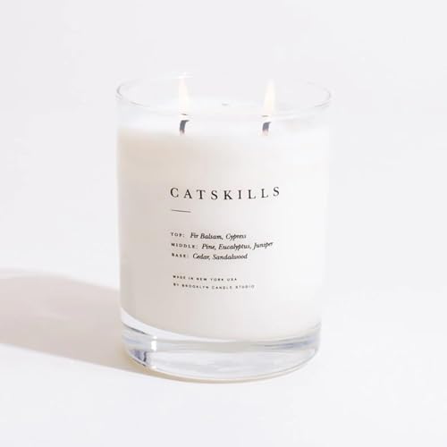 Brooklyn Candle Studio Catskills Classic 2 Wick Candle - Luxury Scented Candle, Vegan Soy Wax, Hand Poured in The USA, 70 Hour Slow Burn Time - 13oz