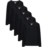 [§ＤＡＹ　ＣＬＯＴＨ∞Ｄａｙｃｌｏｔｈ] インナーシャツ メンズ 長袖 Tシャツ５枚組 綿100% 肌着 メンズ 長袖 防菌防臭 通気 クルーネック 無地 黒 白 春秋冬 (4XL, ブラック)
