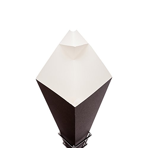 Restaurantware Cone Tek 15 Inch French Fry Cones 100 Recyclable Food Cones - Built-In Sauce Cup Grease-Resistant Lining Black Paper Snack Cones For Appetizers And Charcuterie