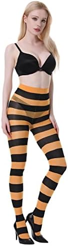 MANZI 2 Pairs Christmas Striped Tights Xmas Thigh High Stockings Opaque Full Footed Stripy Socks Santa Striped Pantyhose for Women Christmas Cosplay Costume