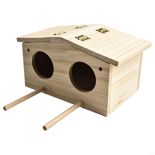 Bird House in Natural Wood Sturdy Shelter for Parrots, Enhances Garden Appearance