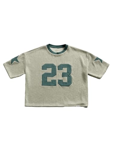 SHENHE Men's Oversized Jersey Football Star Number Graphic Print Short Sleeve Baggy Knit Jersey Tops