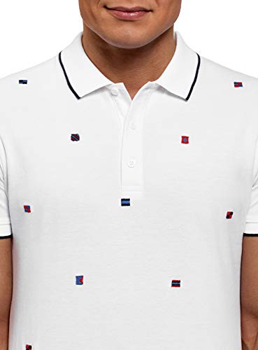 Oodji Ultra Uomo Polo in Cotone con Finitura a