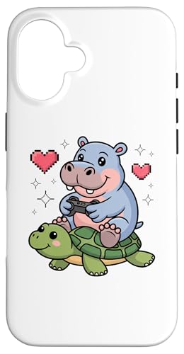 Kawaii Gaming Animal Graphic Turtle Cute Hippopotamus Gamer �X�}�z�P�[�X iPhone 16 �p