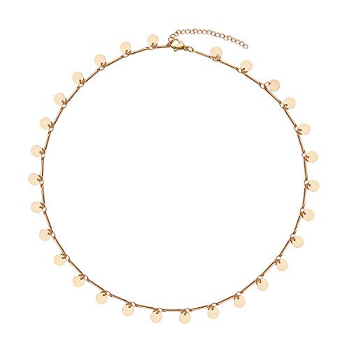 Zealmer Gold Coin Choker Necklace Simple Circle Disc Choker for Women Girls