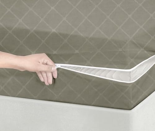 BSB HOME® Premium Cotton Mattress Cover/Protector with Zipper Chain|Provides All Around Protection with 360° Encasing |King - 78x72 inches (6.5x5 ft) - Pack of 1 - Beige