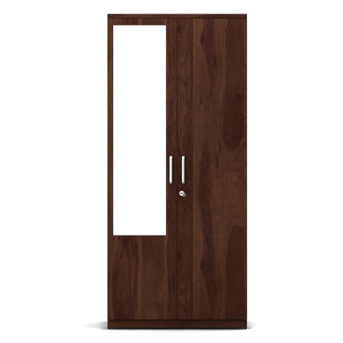 Image of Spacewood Carnival Wardrobe | 3 Year Warranty | Almirah, Cupboard, Almari, 2 Door Wardrobe with Mirror, 1 Hanging Space|Engineered Wood| Sheesham