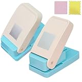 クラフトパンチ 穴あけポンチ,四角 スクエア 切手型 2点セット 1つ穴 ペーパーパンチャー 25mm ハンドメイド diy用 操作簡単 (四角+切手2点セット)