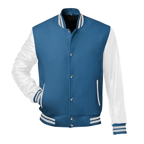 Image of Red And Black Letterman Jacket Men - Mens Black Varsity Letterman High School Baseball Bomber Jacket