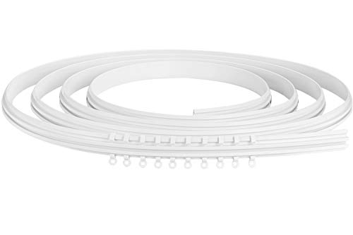 Ceiling Curtain Track, Ceiling Track Mount for Curtain Rail, Flexible Bendable Straight Curved Curtain Track for L Shape U Shape Bunk Bed Curtains DIY Mounting Accessories Included (5 Meters White)