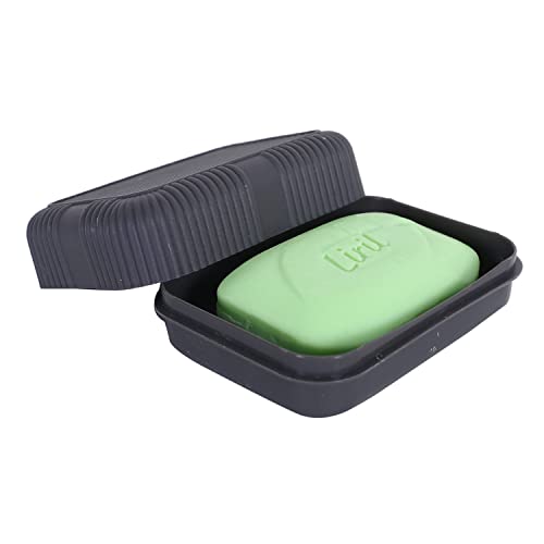 Image of Kuber Industries Saop Holder for Bathroom|Portable Plastic Self Draining Soap Holder|Leakproof Soap Box for Bathroom,Outdoor Camping,Traveling (Gray)