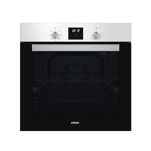 Edesa Horno Multifunción EOE-6040 X/A de 80 L con 7 Programas de Cocinado Display con tecnología LED Esmalte Fácil Limpieza Puerta de Cristal Negro y panel de Control Inoxidable
