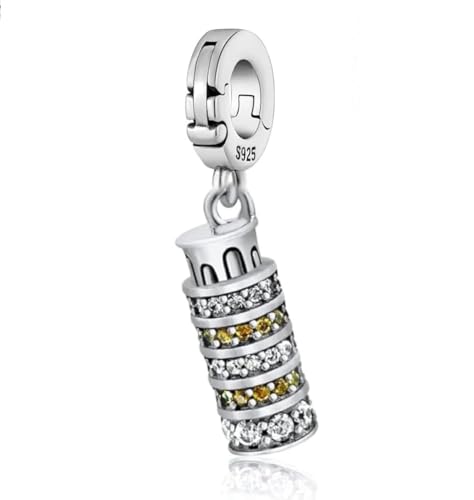 Leaning Tower of Pisa Italy Multi-Clasp Clip On Pendant Sterling Silver Charm Bead For Pandora & Similar Charm Bracelets or Necklaces & More