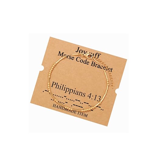 Image of JoycuFF Inspirational Morse Code Bracelets for Women Silver Beads Jewelry Encouragement Mantra Gifts for Her