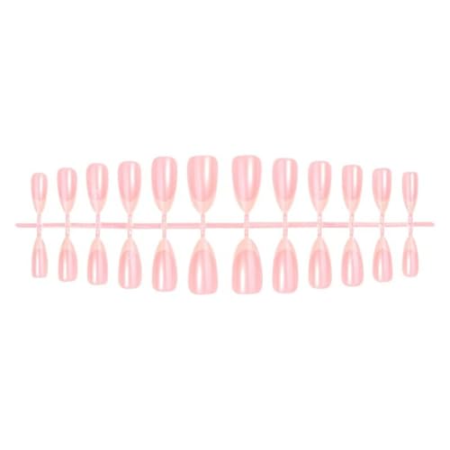 Image of Almond Press on Nails White French Tip Fake Nails Flower Glue on Nail Press ons with Rose Design Glossy Full Cover Valentines Stick on Nail for Women Manicure 24Pcs