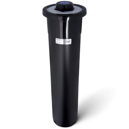 San Jamar One-Size-Fits-All Ez-Fit In-Counter Cup Dispenser for 8-46 Oz Cups with Interchangeable Gaskets for Restaurants, Dining Halls, and Fast Food, Plastic, 23.25 Inches, Black