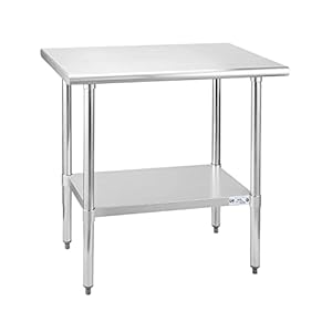HALLY Stainless Steel Table for Prep & Work 24 x 36 Inches, NSF Commercial Heavy Duty Table with Undershelf and Galvanized Legs for Restaurant, Home and Hotel