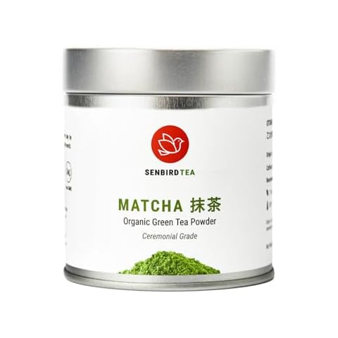 Senbird Organic Ceremonial Matcha - Japanese Powdered Green Tea - From Kyoto, Japan - Ceremonial Tea In Airtight Tea Tin (1oz/30g) Cover