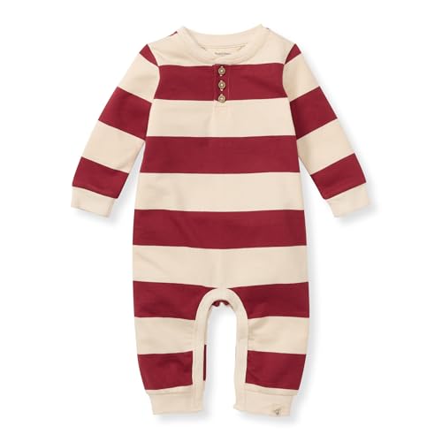 Image of Burt's Bee Baby Infant Boys' 100% Organic Cotton Long Sleeve 3 Button Jumpsuit