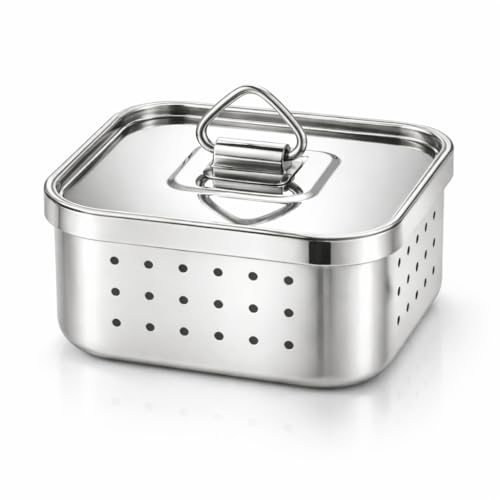 Image of Paneer Maker Steel 550ml | Paneer Maker Mould Press with Lid & Strainer | Homemade Paneer, Cheese & Tofu Maker Mould | Food Grade, Rustproof, Easy to Clean