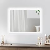 Trintion Badezimmerspiegel, LED Badspiegel mit Beleuchtung, Wandspiegel mit Touch Schalter Kaltweiß Energiesparend Lichtspiegel,6400K (40 x 60 cm Dreifarbig einstellbar)