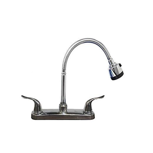 8" Two Handle Kitchen Plastic Faucet [3452PFLEX] with Flexible Spout for Kitchen RV Camper Motorhomes Office ADA