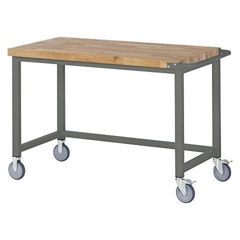 STIER Fahrbare Werkbank Premium, 125x70x88cm, Stahl & Buche Cover