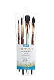 Princeton Artist Brush Neptune Series 4750-4-Piece Synthetic Squirrel Watercolor Paint Brush Set- Includes Aquarelle ¾” Oval Wash ½ & 2 Round Brushes Sizes 4 & 12