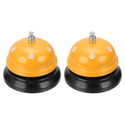 sourcing map Lot de 2 sonnettes d'appel en métal de 7,5 cm pour hôtel, restaurant, réception et événements de fête de mariage, jaune