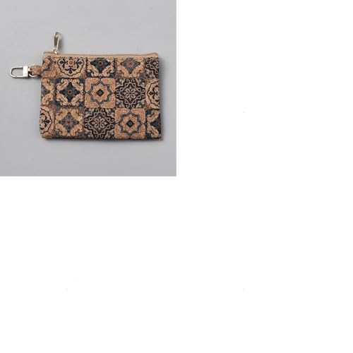 Image of GORGECRAFT 7.2x3.4 Inch Cork Change Purse Makeup Bag Natural Cork Purse Floral Printed Cosmetic Bag Wallet Credit Card Holder Zipper Pouch Vegan Wallet with Clasp for Make up Brushes