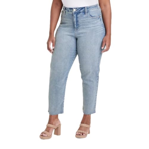 Ava & Viv Women's High-Rise Cropped Slim Straight Jeans - (US, Numeric, 24, Regular, Regular, Blue Denim)