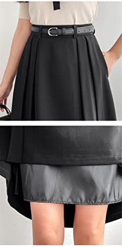 Jupe d'été décontractée pour femme, jupe plissée taille haute unie style EN8