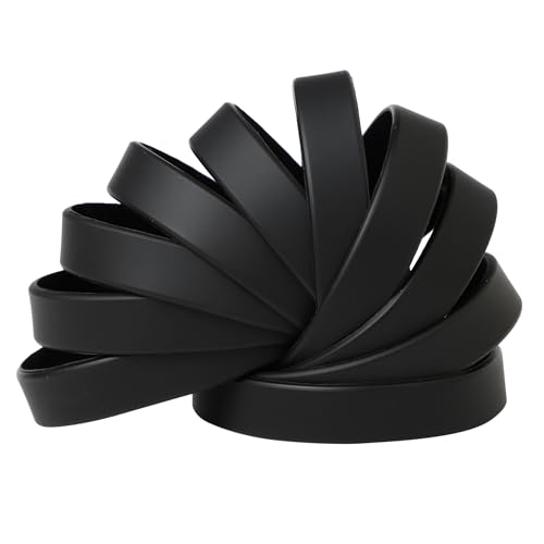 Plain Black Coloured Silicone Sports Arm Exercise Wristband Bracelets Rubber Wrist Bands Party Accessories For Men Women Boys Girls (Pack of 25)