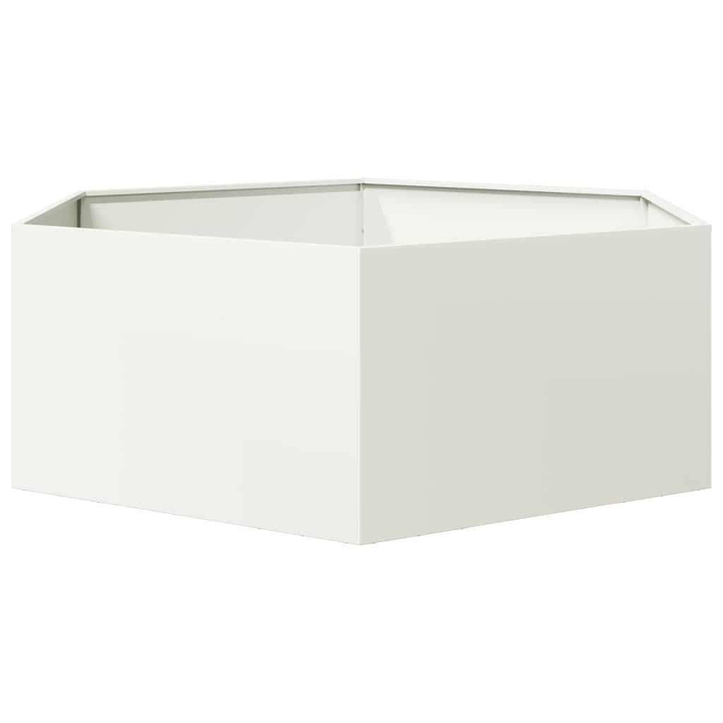 Generico Fioriera da Giardino Bianca Esagono 138x120x45 cm in Acciaio,Prato e Giardino,Giardinaggio,Vasi e fioriere-851137